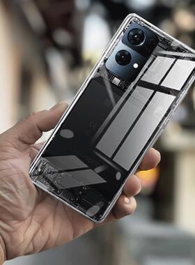 适用于OPPOReno7Pro透明后盖Reno7pro塑料后盖后壳电池盖无标外壳