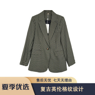 外套XBTE23AW015 S668 纹通勤百搭西装 复古英伦风格 熙BT2025秋季