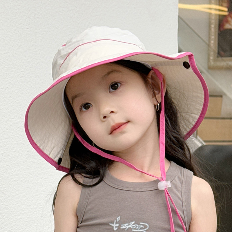 儿童防晒帽女孩夏季薄款速干渔夫帽2026新款女童户外太阳帽登山帽