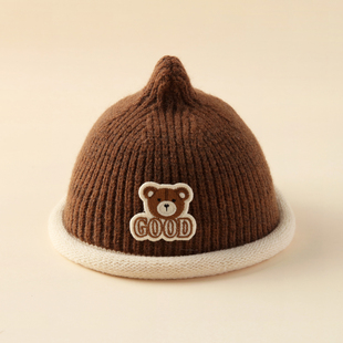 儿童帽子秋冬季针织帽可爱超萌一岁男宝宝奶嘴帽洋气毛线帽盆帽冬