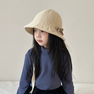 儿童帽子女孩毛线帽秋冬季韩版甜美女童针织帽洋气冬天渔夫帽盆帽