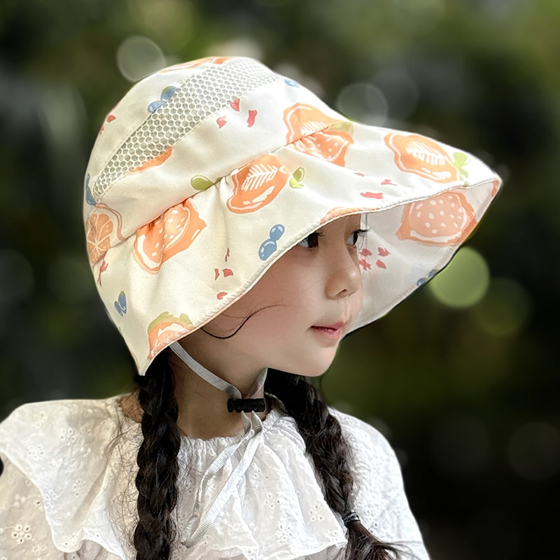儿童防晒帽女孩夏季大帽檐遮阳帽户外防紫外线女童太阳帽宝宝帽子