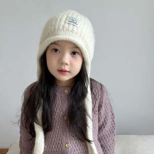 儿童帽子女孩毛线帽秋冬季保暖护耳户外女童针织帽洋气韩版宝宝帽