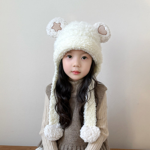 儿童帽子围巾一体女孩可爱保暖