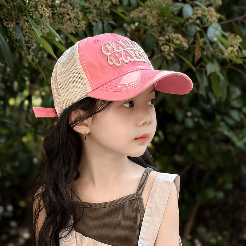 儿童帽子夏季女孩棒球帽韩版大帽檐遮阳鸭舌帽薄款透气女童防晒帽