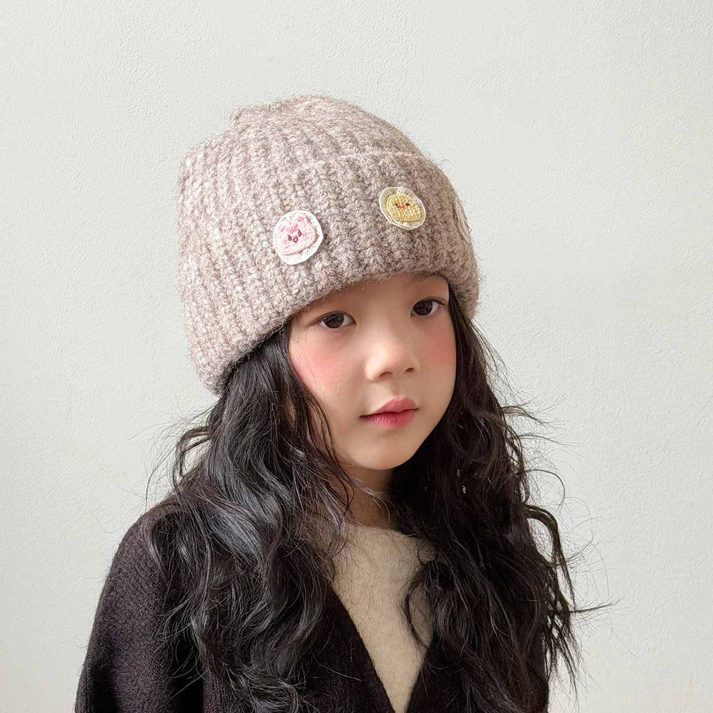 儿童帽子女孩毛线帽秋冬季韩版潮流甜美女童户外针织帽保暖防寒帽