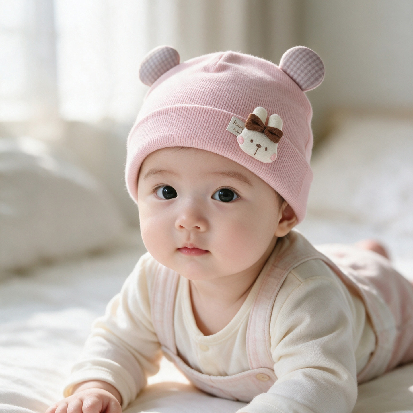 婴儿帽子秋冬季遮囟门帽6到12月
