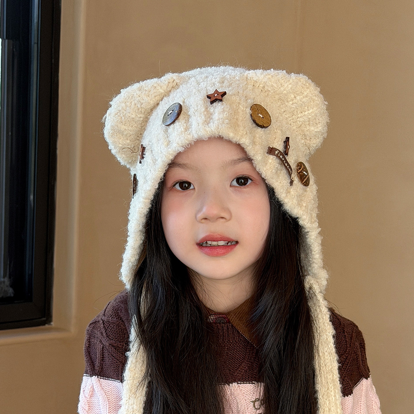 儿童帽子女孩毛线帽韩版甜美