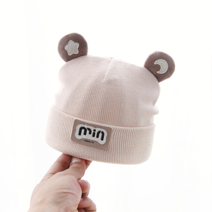 婴儿帽子秋冬款0到3个月新生儿毛线帽胎帽宝宝冬季保暖男宝女宝