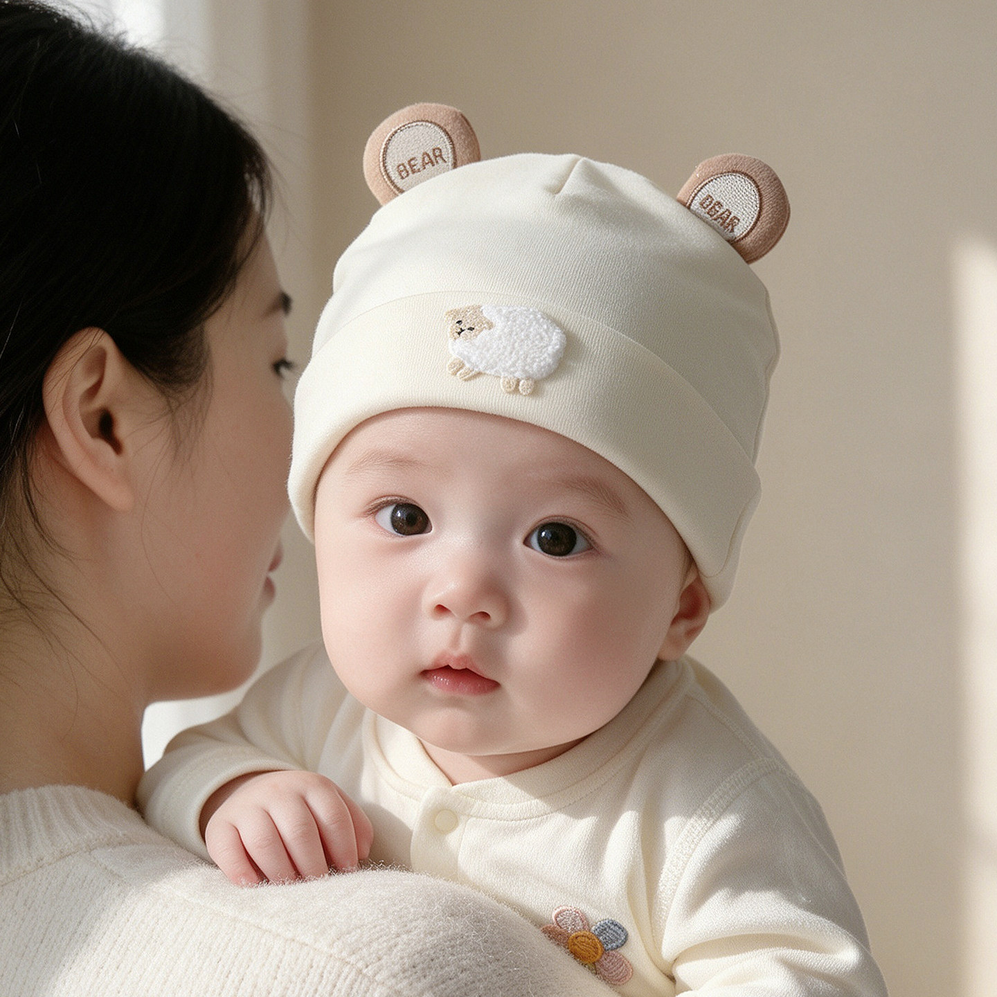 婴儿帽子0到3个月新生儿胎帽秋冬