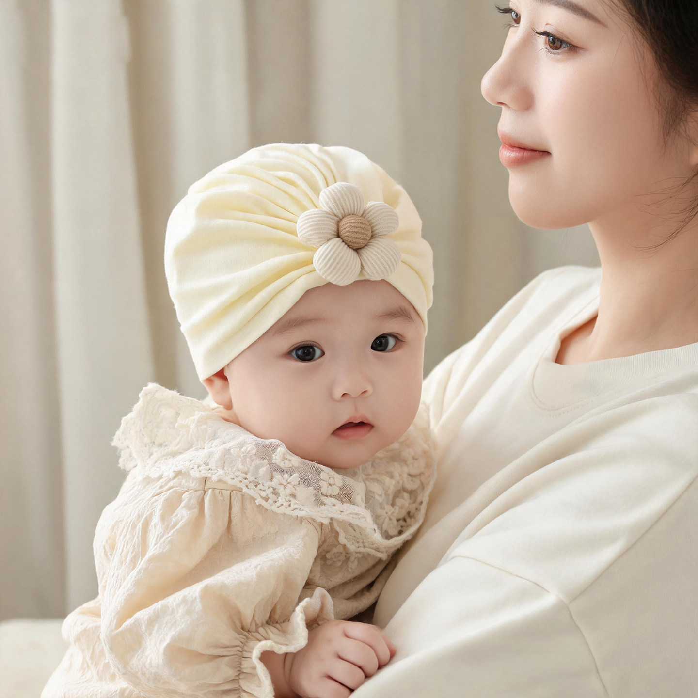 婴儿帽子0到3个月小月龄宝宝