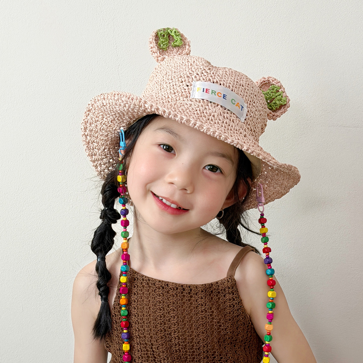 儿童遮阳帽子女孩夏季户外出游草帽拍照洋气可爱防晒女童渔夫帽潮