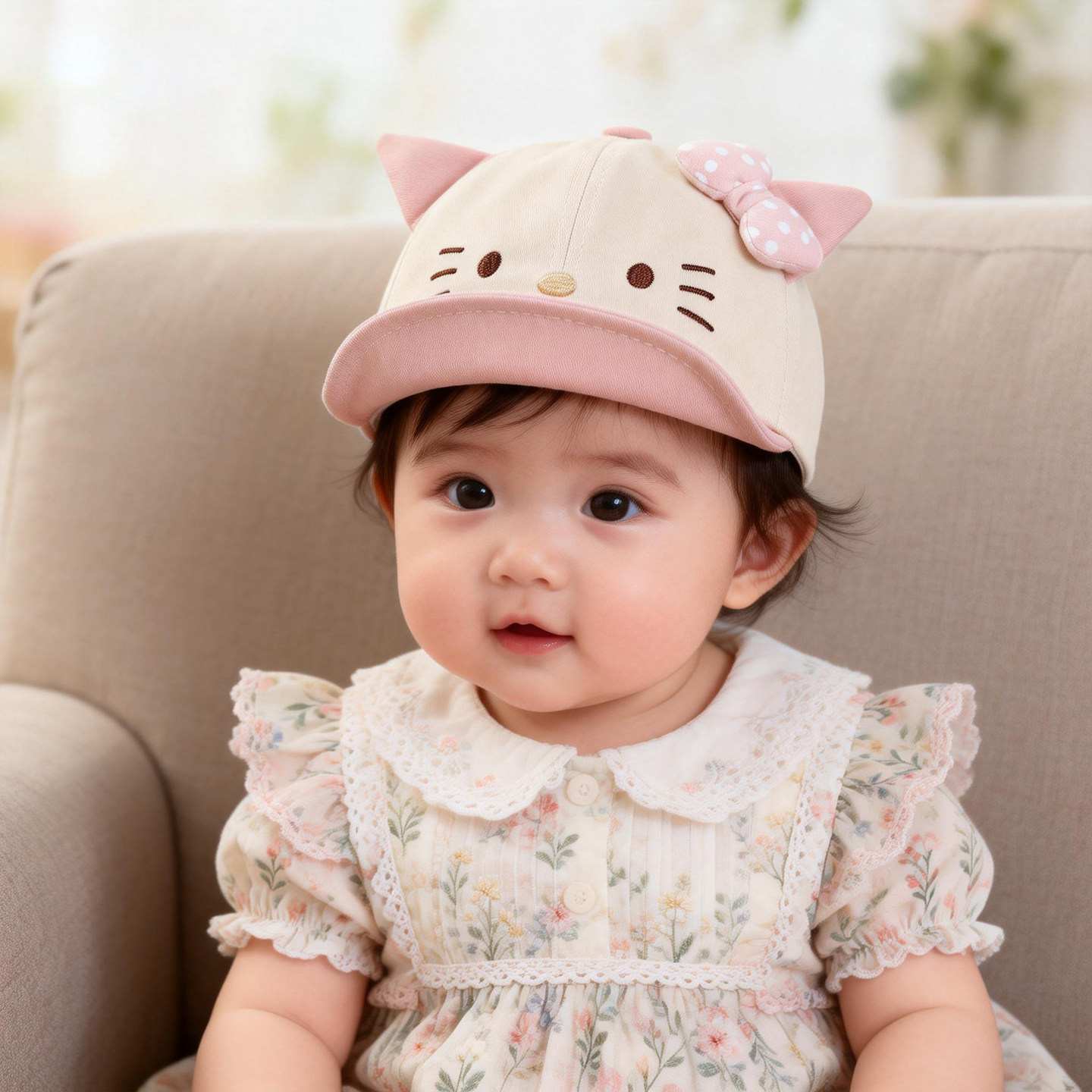 婴儿帽子春秋季薄款小月龄女宝宝软檐鸭舌帽遮阳防晒可爱超好看帽