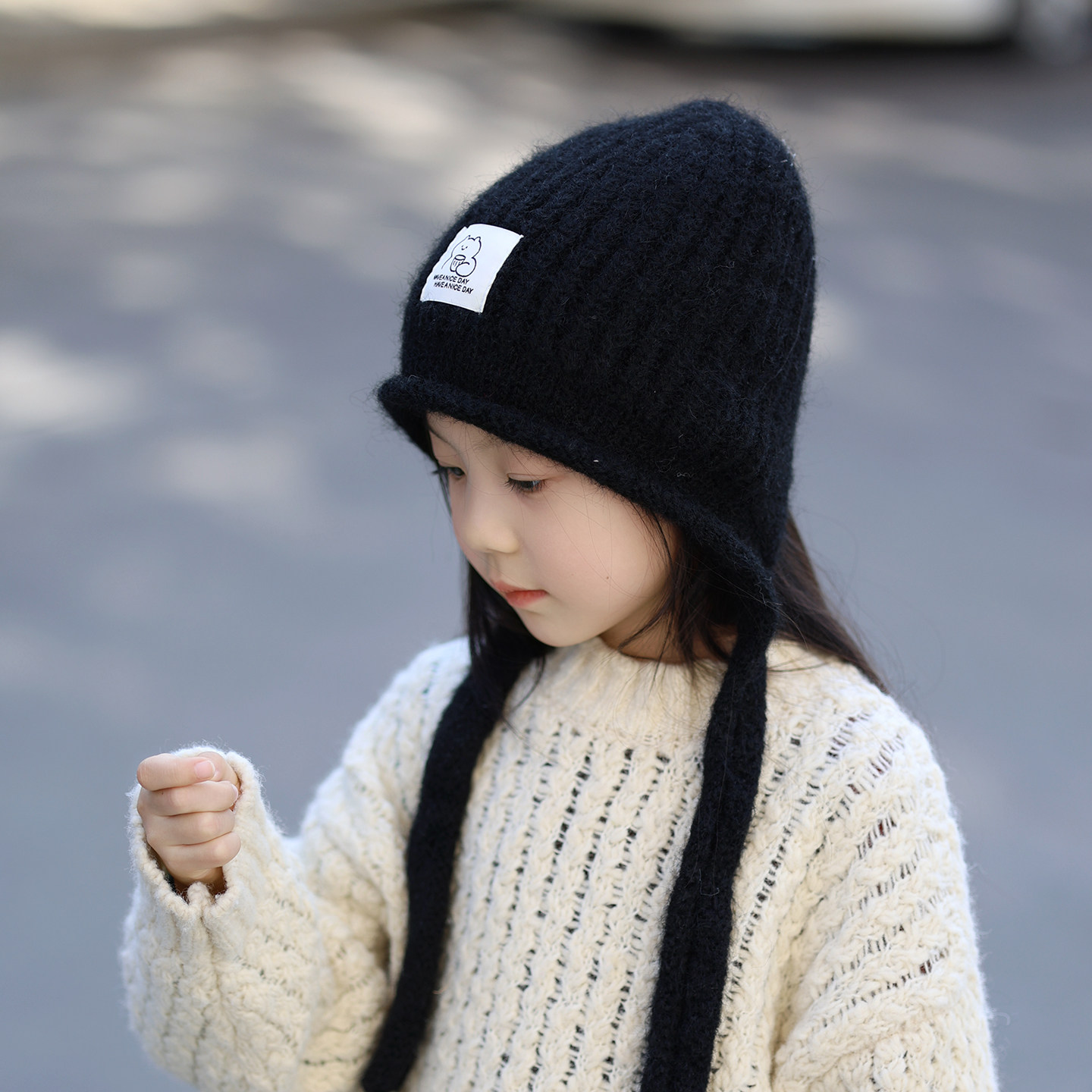 女童帽子秋冬季保暖防寒儿童毛线帽护耳女孩洋气超好看针织帽男孩