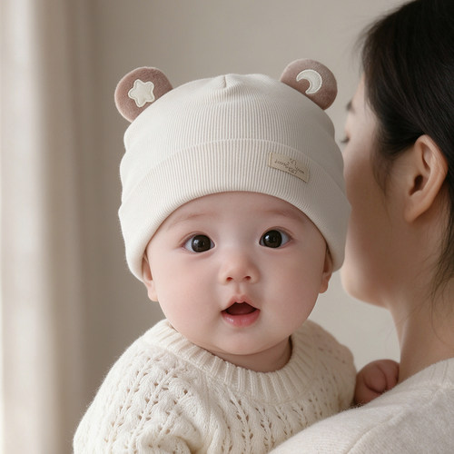 婴儿帽子秋冬季夹棉保暖胎帽