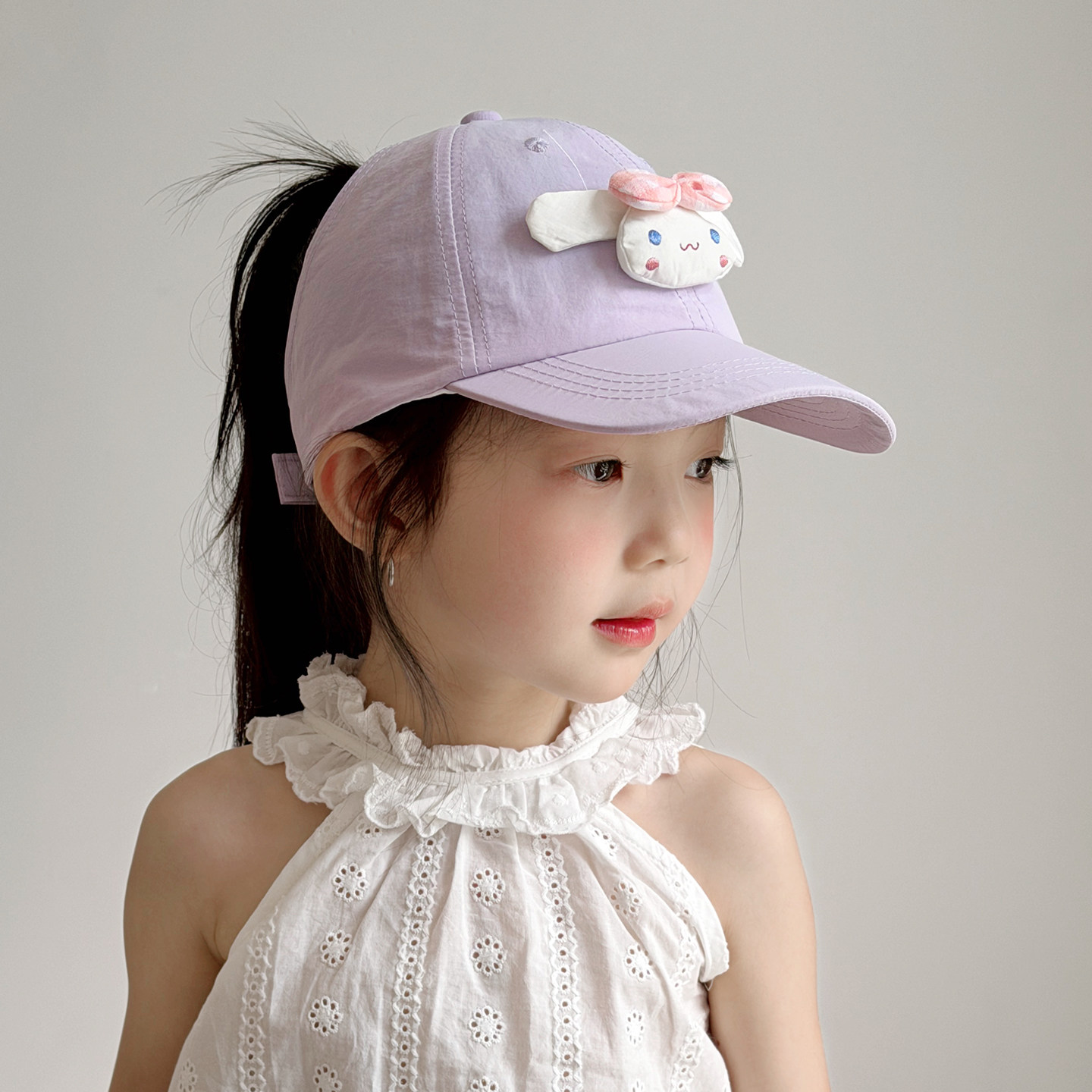 儿童帽子女孩棒球帽可扎马尾速干薄款夏季女童户外鸭舌帽遮阳防晒
