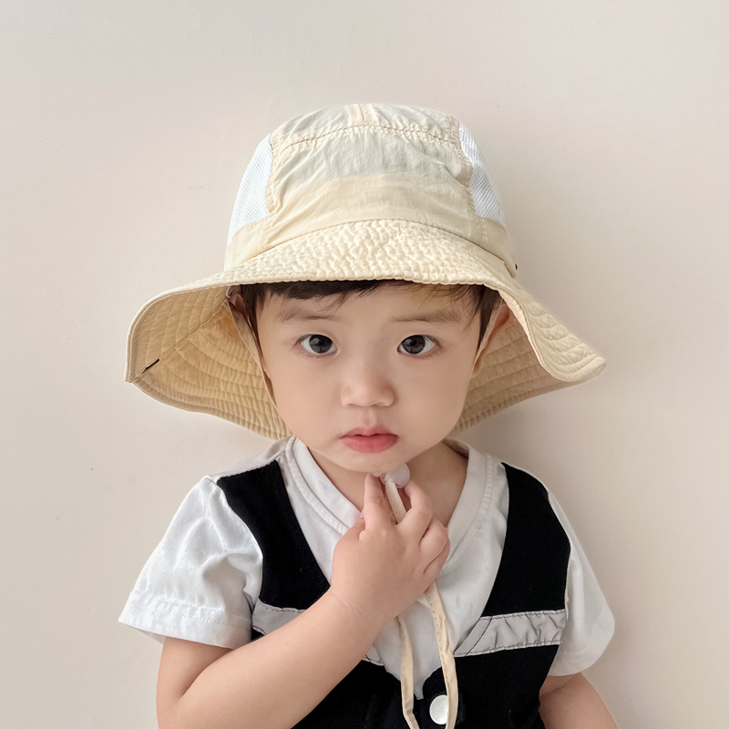 儿童防晒帽子男孩渔夫帽速干薄款遮阳帽大帽檐太阳帽男童登山帽