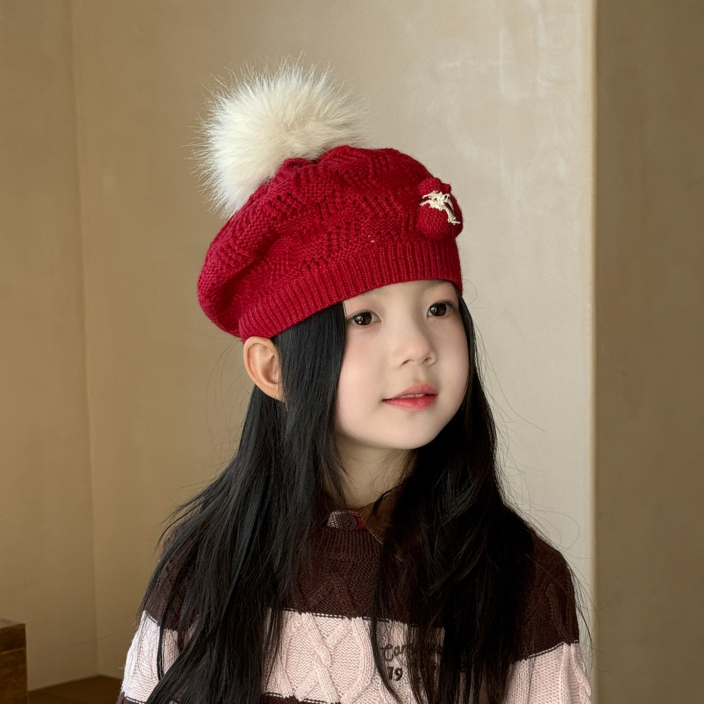 儿童帽子女孩秋冬季户外贝雷帽