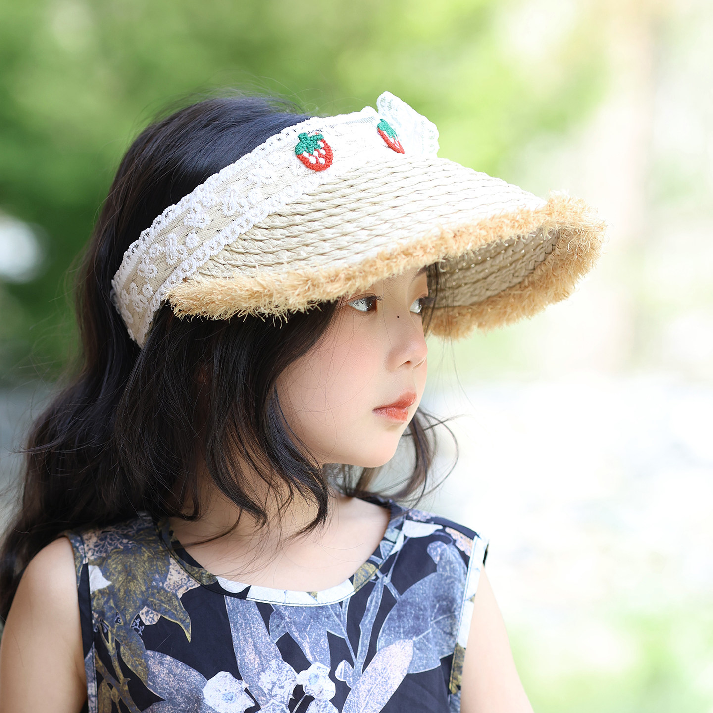 儿童防晒帽女孩夏季户外空顶遮阳