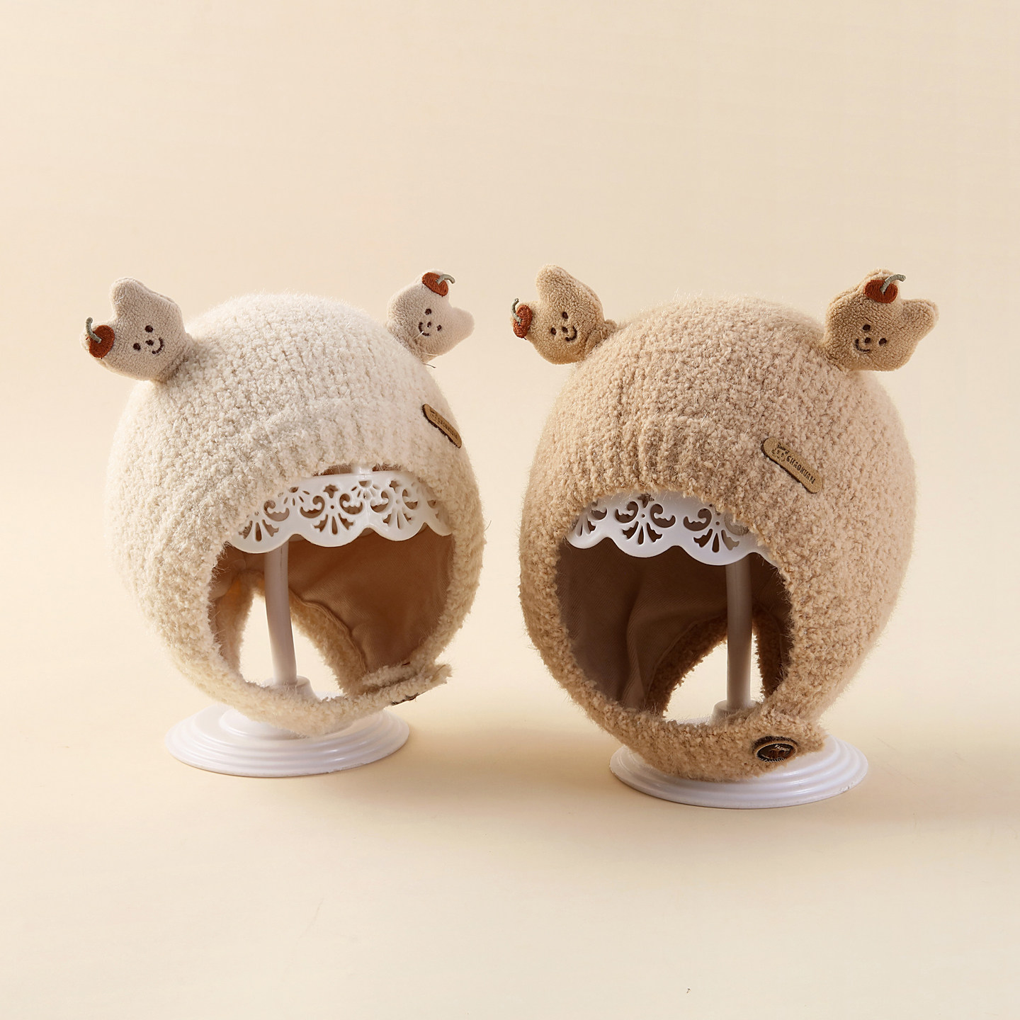 婴儿帽子秋冬季6到12个月小月龄宝宝毛线帽保暖防寒护耳针织帽