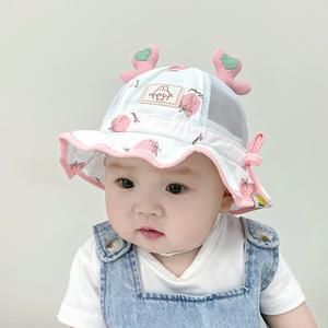 婴儿帽子夏季薄款女宝宝遮阳帽公主帽6一12月宝宝防晒帽3婴幼儿