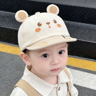 婴儿帽子6到12个月春秋季薄款鸭舌帽遮阳可爱超萌男宝宝棒球帽潮