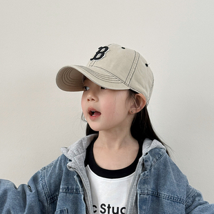 儿童帽子女款2025新款女孩棒球帽遮阳薄款简约字母鸭舌帽女童韩版