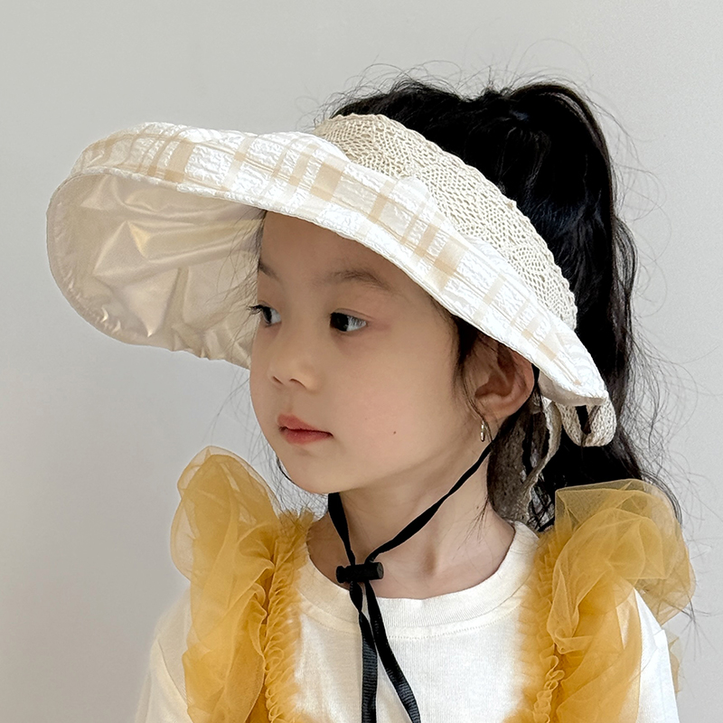 宝宝帽子夏季防晒帽女孩户外儿童遮阳帽大帽檐女童空顶帽一岁洋气