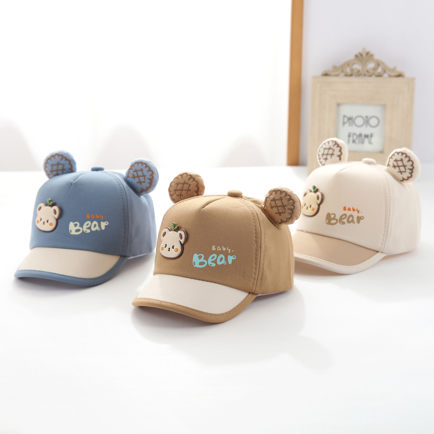婴儿帽子春秋季薄款遮阳棒球帽洋气可爱超萌小熊鸭舌帽男宝宝防晒