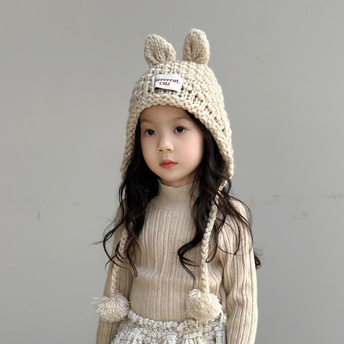 儿童帽子女款2025新款女童毛线帽