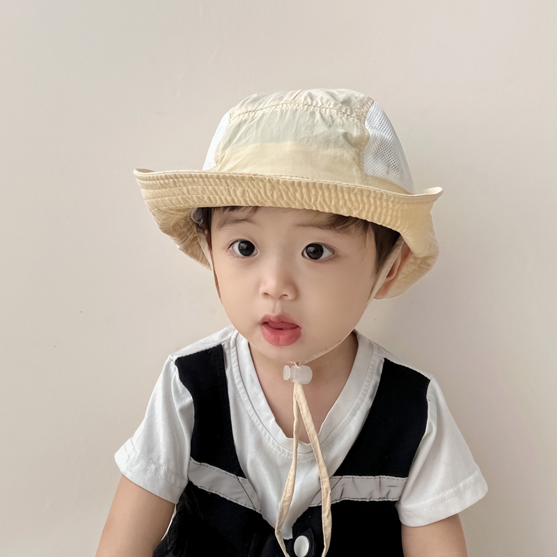 儿童防晒帽子男孩户外渔夫帽速干薄款大帽檐男童太阳帽韩版登山帽