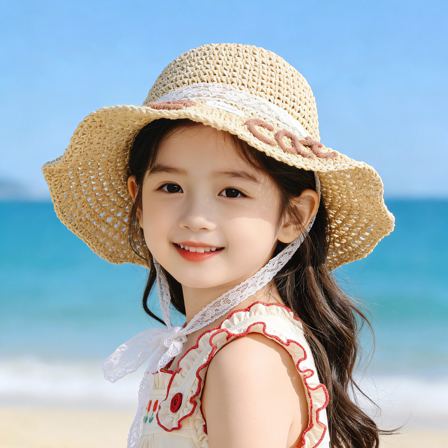 儿童帽子女孩夏季大帽檐防晒帽