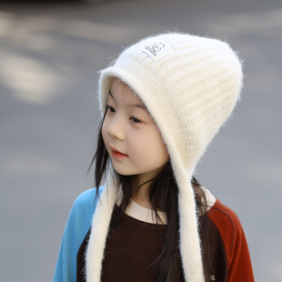 儿童帽子女孩冬季保暖防寒洋气东北毛线帽护耳防风女童针织帽过年