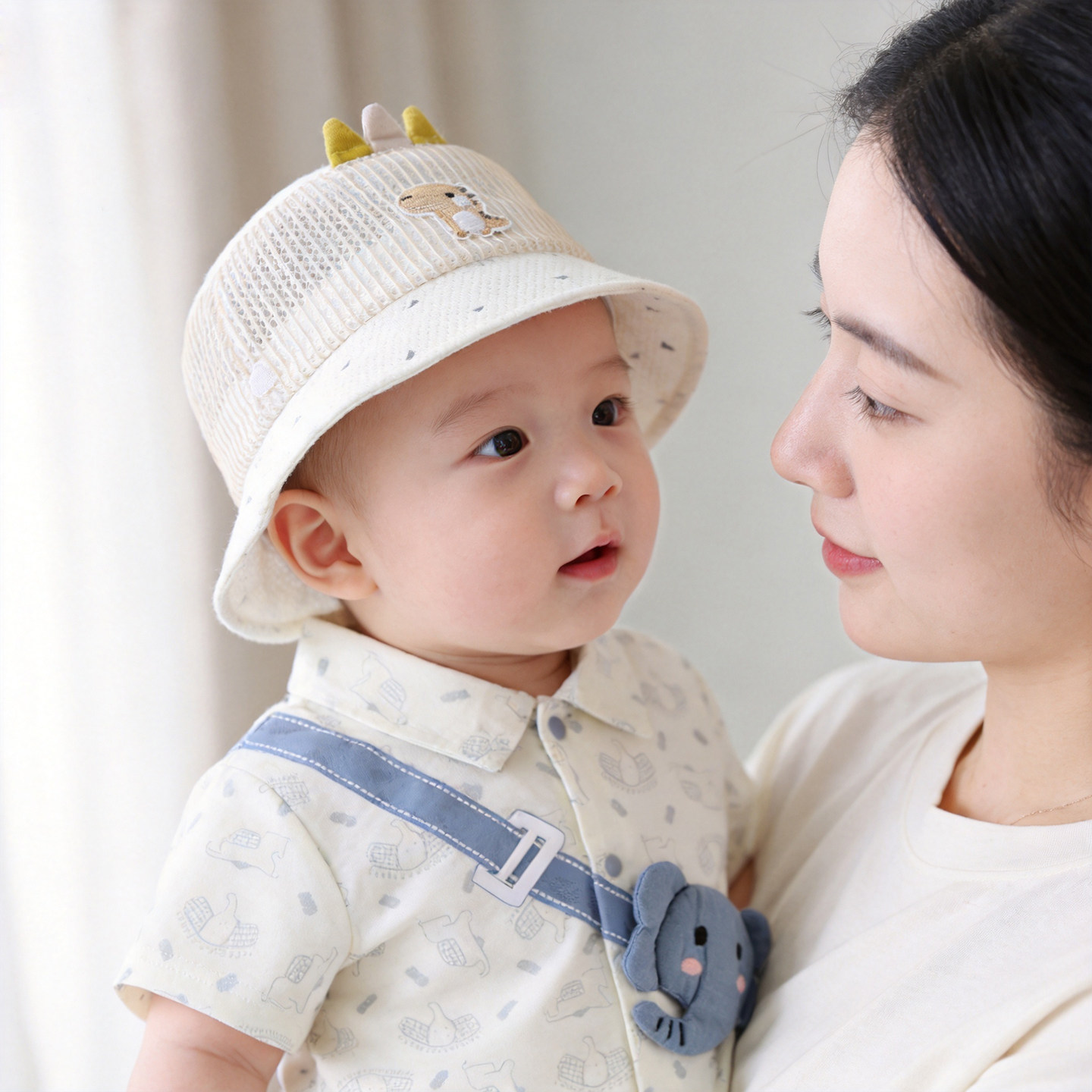 婴儿帽子夏薄款遮阳渔夫帽0到3个