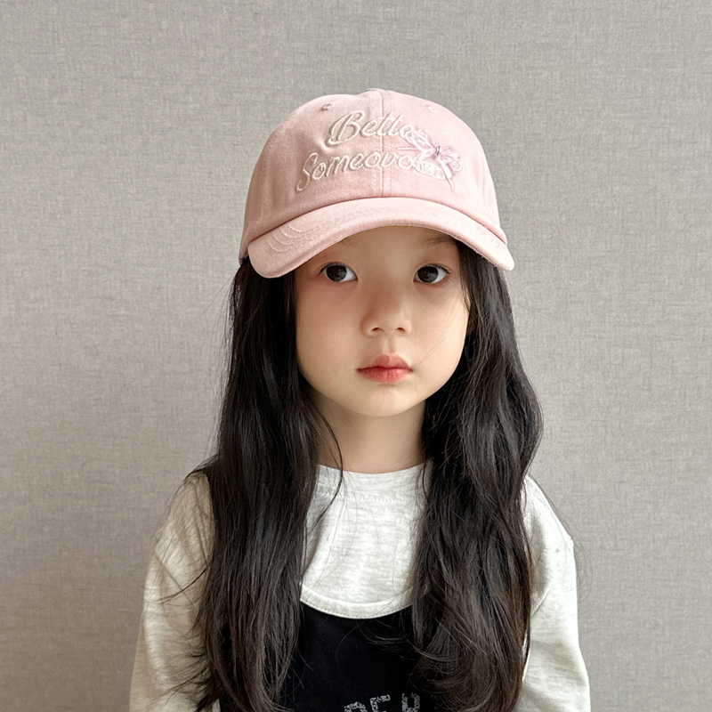 儿童帽子女孩秋冬季棒球帽韩系简约女童户外字母鸭舌帽甜美百搭