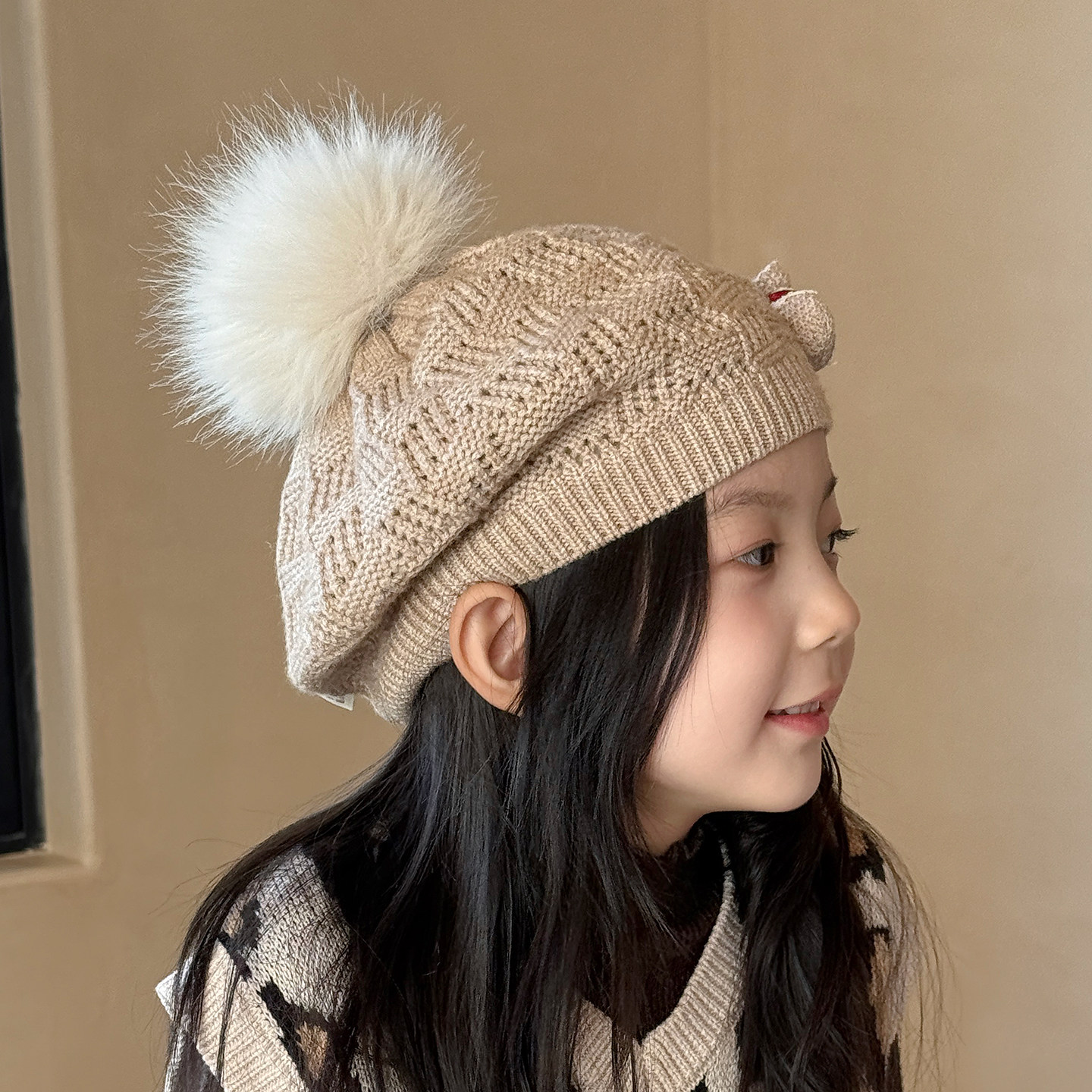 儿童帽子女孩秋冬季户外贝雷帽