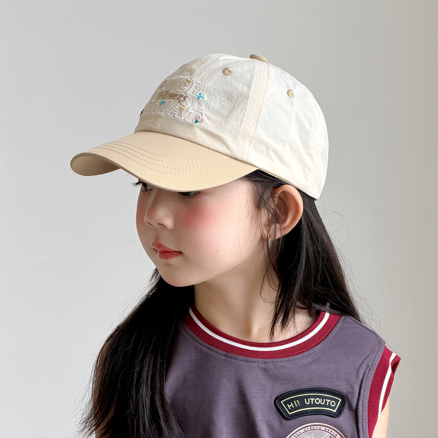 儿童帽子女童棒球帽夏季速干薄款透气户外女孩鸭舌帽遮阳防晒韩版