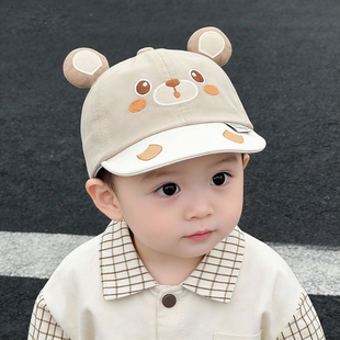 婴儿帽子6到12个月小月龄男宝宝软檐鸭舌帽遮阳薄款春秋季棒球帽
