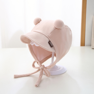 婴儿帽子秋冬季宝宝护耳保暖帽冬款外出小月龄婴幼儿0到3个月胎帽