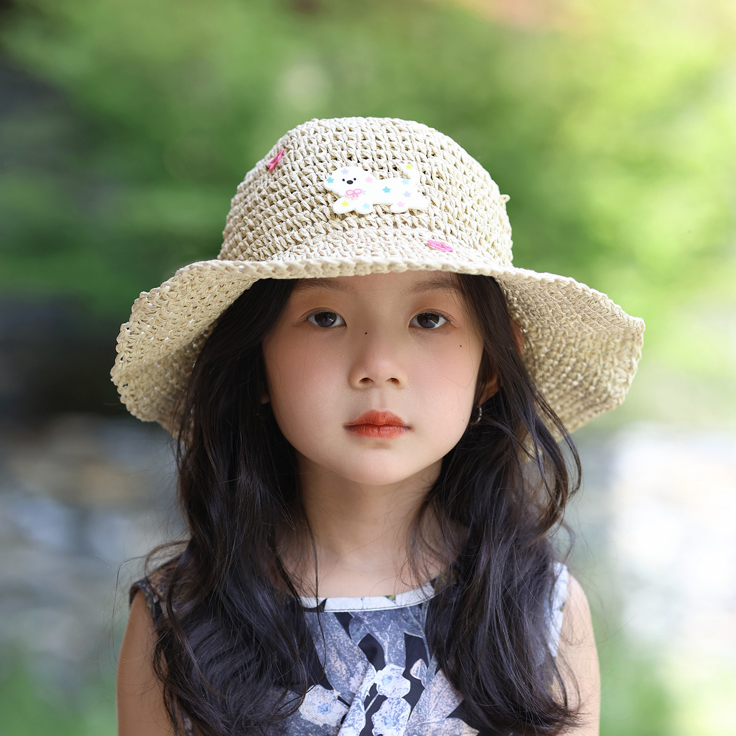 儿童帽子女孩大帽檐草帽户外遮阳