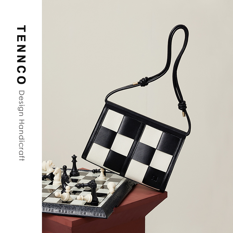 TENNCO原创棋盘新款设计真皮拼接