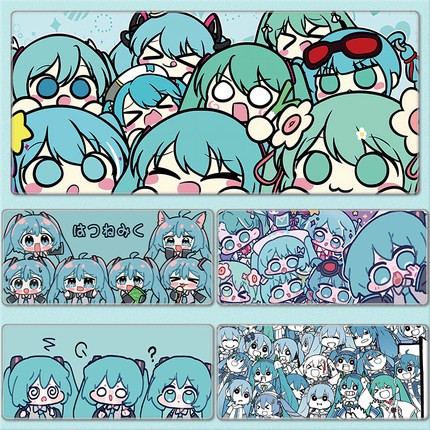 初音未来鼠标垫超大号动漫可爱二次元男女生家用电脑键盘办公桌垫