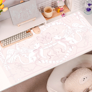 原创少女心粉色猫咪鼠标垫超大女生大号笔记本学生电脑办公桌垫