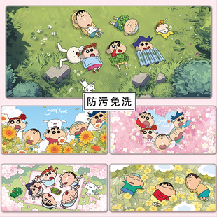 蜡笔小新免洗办公桌垫超大号防水防油皮革电脑键盘学生宿舍鼠标垫