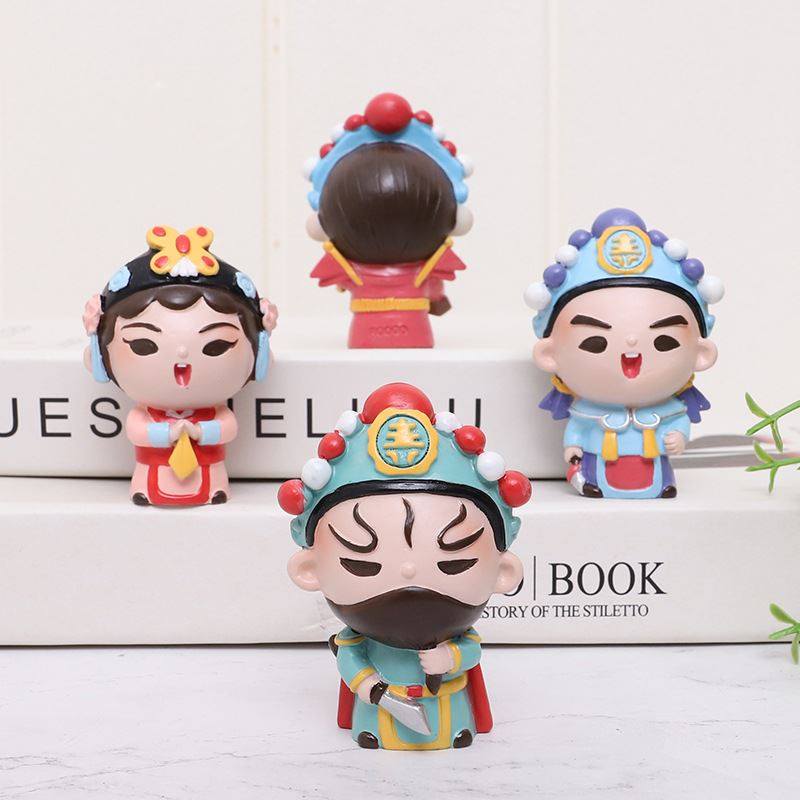 如果 树脂中式戏曲京剧卡通摆件 创意桌面饰品蛋糕烘焙装饰摆件