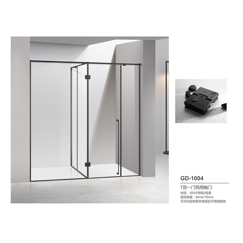 t型浴室简约哑黑304不锈钢淋浴房集成淋浴门卫生间推拉门移动门