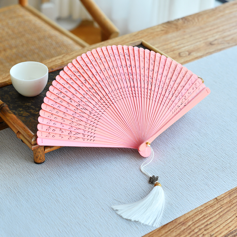 中国风素色古典汉服走秀舞蹈折扇