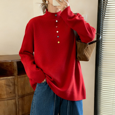 孕妇秋冬加绒毛衣女加厚一体绒内搭大码半高领打底针织衫保暖上衣