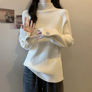 孕妇毛衣秋冬装孕晚期软糯显瘦纯色半高领内搭加厚打底针织衫上衣