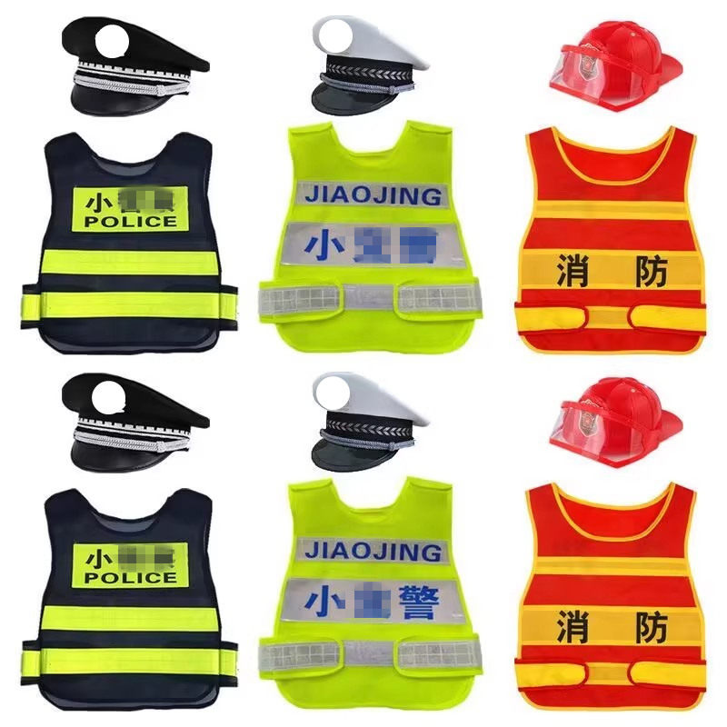 儿童大盖帽警帽察幼儿园男女童小交警帽海军警帽子黑猫警长大檐帽